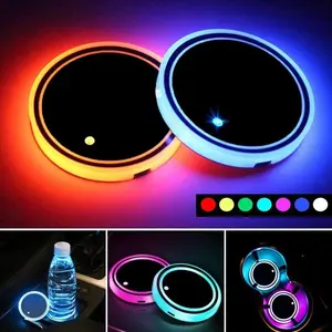 1PCS LED cup stand lamp with 7 color changes, USB charging pad, light-emitting cup pad, indoor atmosphere lamp, tableware cup pad