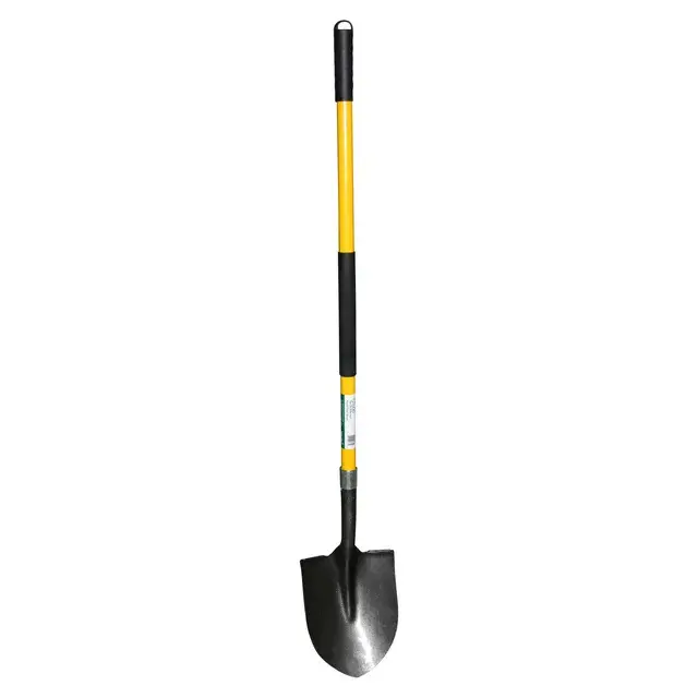 Round Point Shovel - Sturdy 54” Fiberglass Handle - Heavy Duty 14 Gauge Steel Head