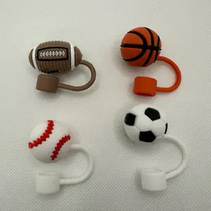Sports 3-D Straw Topper Cover - Football Basketball Baseball Soccer Design Drink Accessory