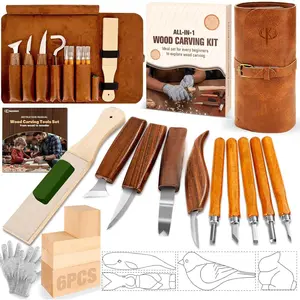 Carving it, 24 count  Carving Tools with Storage Bag,  Whittling nife it with 4 count Templates & 6 count Basswood Blocs for DIY Beginners