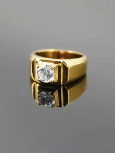 Super Sparkling Zircon Men's Luxury Engagement Ring, Silver Plated Personality Domineering Hipster Simulation Diamond Marriage Band Ring Gift Prong Ring