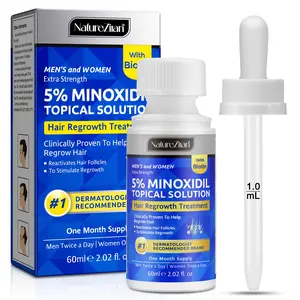 NatureZiran 5% Minoxidil 60ml, Hair loss serum: A water-like formula that doesn't stick to hair or clog pores, gentle unisex formula helps address receding hairlines, thinning on the crown, and widening part lines, absorbs quickly and isn't greasy