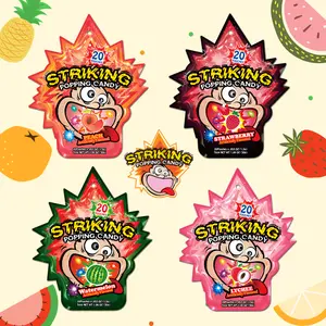 Striking popping candy - sweet & sour pack - strawberry, watermelon, lychee, and peach (20 Pouches) 30g - 8 packs of 2 each flavor