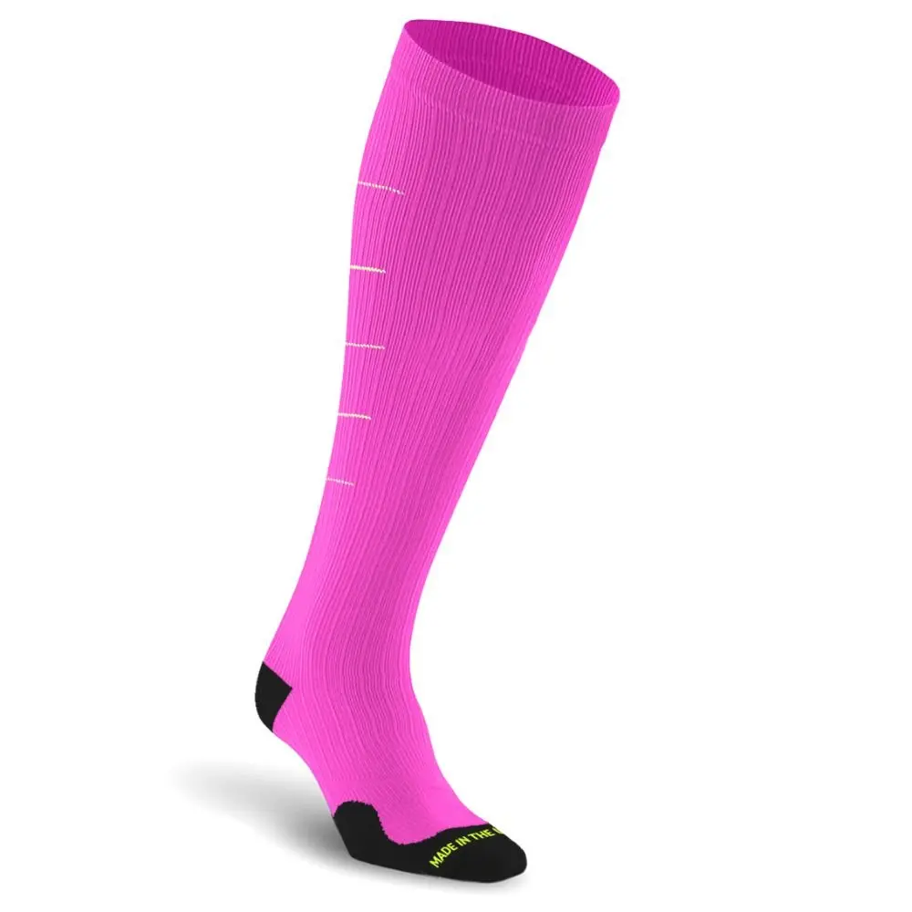 PRO Elite 2 Pink Knee High Compression Socks for Running Training Work and Recovery Graduated Compression 20-30 mmHg Moisture Wicking Made in USA
