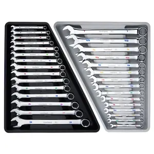 toolant Max Grip 30pcs Professional Metric & SAE Combination Wrench Set with Long Pattern Offset Heads Anti-Slip Teeth & Color-Coded Markings for Machinist, Auto, Maintenance, DIYer