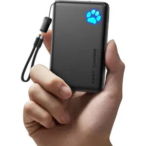 F-MPP07  Portable Charger, Ultra Slim 10000mAh 45W PD Power Bank, USB C in&Out Fast Charging Battery Pack, External Phone Powerbank Compatible with iPhone 16 15 14 13 Samsung S22 S21 Google iPad etc Lanyard Smartphone Chargeable Cable