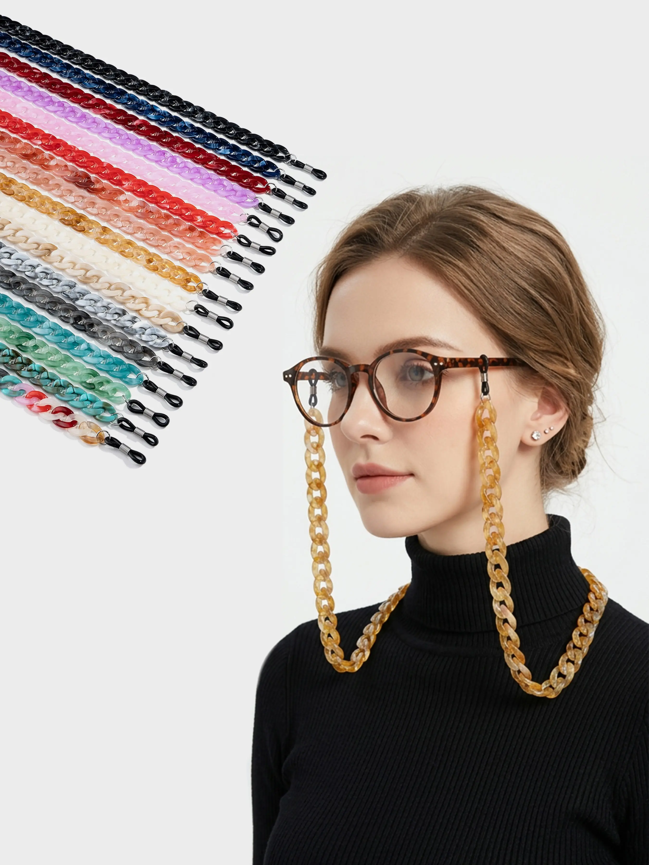 Multicolor Acetate Eyeglass Chain Eyeglass Holders Around Neck Anti-Loss Neck Strap Sunglasses Reading Glasses Universal Non-Slip Hanging Rope Decoration Gift Share