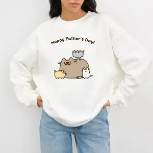 [Sale Up To 30%] Pusheen Graphic Sweatshirt, Happy Father's Day Shirt, Aesthetic Graphic Sweater, Pusheen Stuff, Pusheen Shirt, Dad Shirt