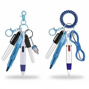 Nurse Pen Set Bundle with Id Badge Reel and Keychain, Includes Retractable Ballpoint Pens, Mini Highlighters, Permanent Markers, Plastic Material, Multiple Colors and Sizes Available
