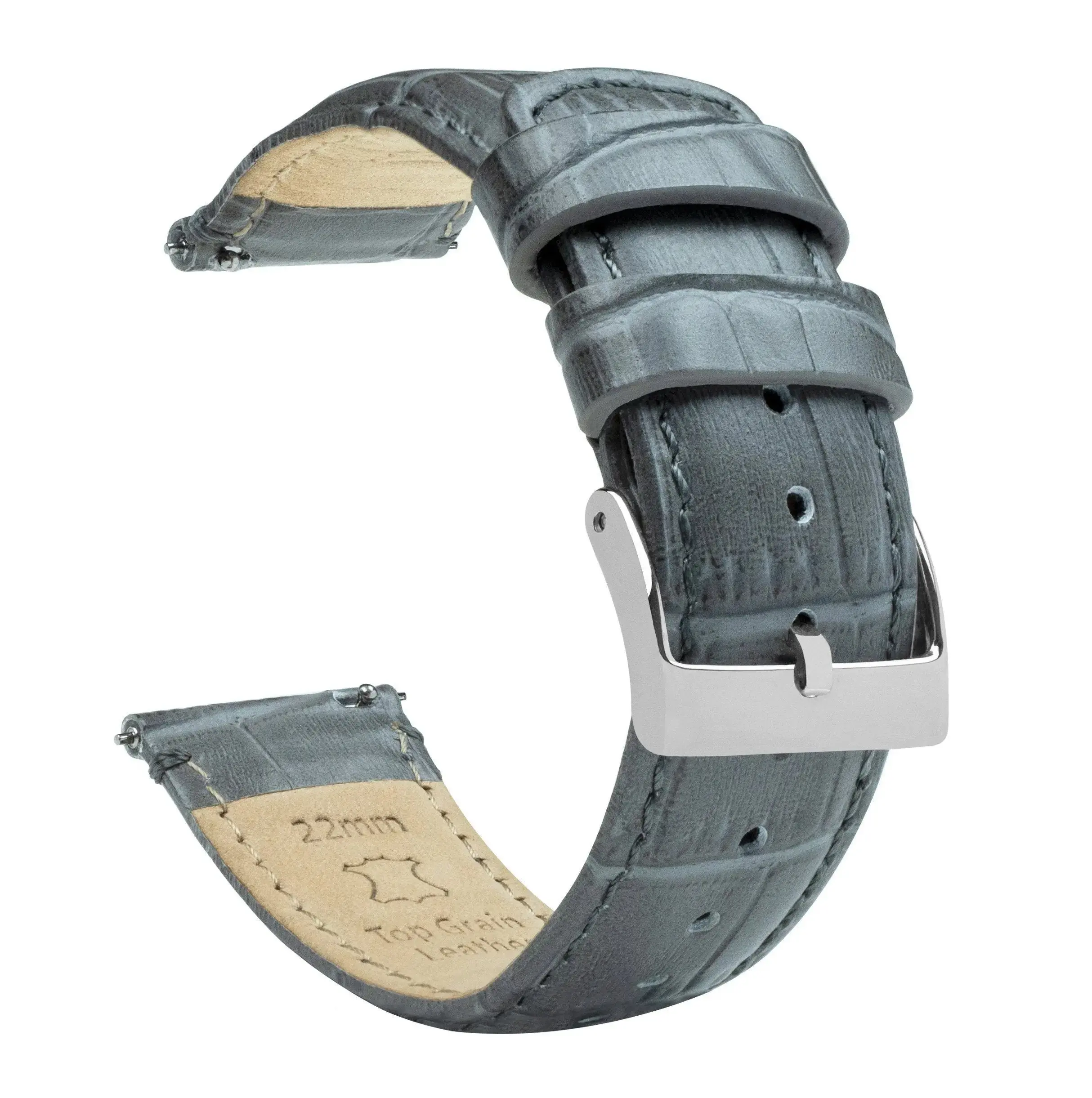 Coros Smoke Grey Alligator Grain Leather Watch Band