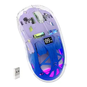 ZIYOU LANG A2 Transparent Shell Wireless Gaming Mouse with Battery Level Display,Wireless/2.4G Wireless PC Mice,3D RGB Backlit,Ergonomic Design,5 Million Clicks,PixArt 3212,up to 4000 DPI for Win/MAC