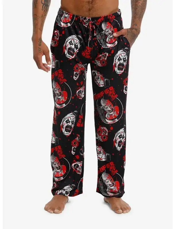 Terrifier 2 Art the Clown Sinister Clown Horror Pajama Pants – Dark Horror Inspired Lounge Sleepwear, Creepy Clown Graphic PJs Bottoms, Super Comfortable Loose Fit Four Seasons Casual Homewear