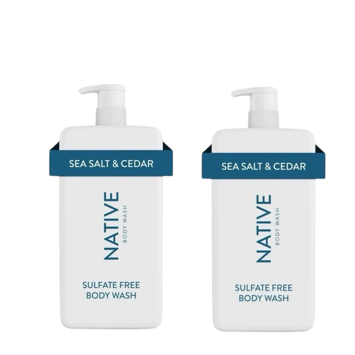 Native Body Wash Pump, Sea Salt & Cedar, Sulfate Free, Paraben Free, 36 oz Pack of 2 - For Men and Women