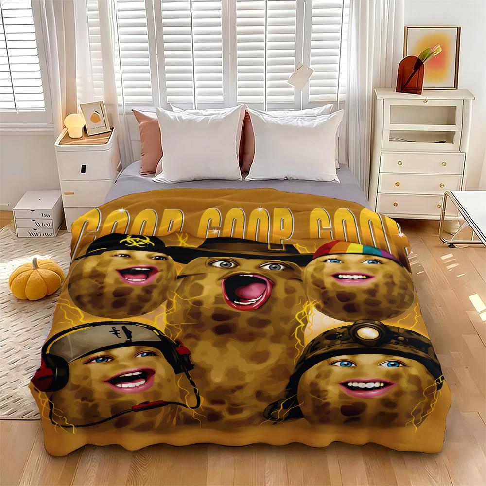 Goop Goop Goop Funny Peanut Meme Print Flannel Blanket Cooling Blanket Homegoods Soft Cozy For Bedroom Living Room Sofa Couch For Meme Lovers Teens Adults Perfect Gift Suitable for all four seasons cozy flannel blanket