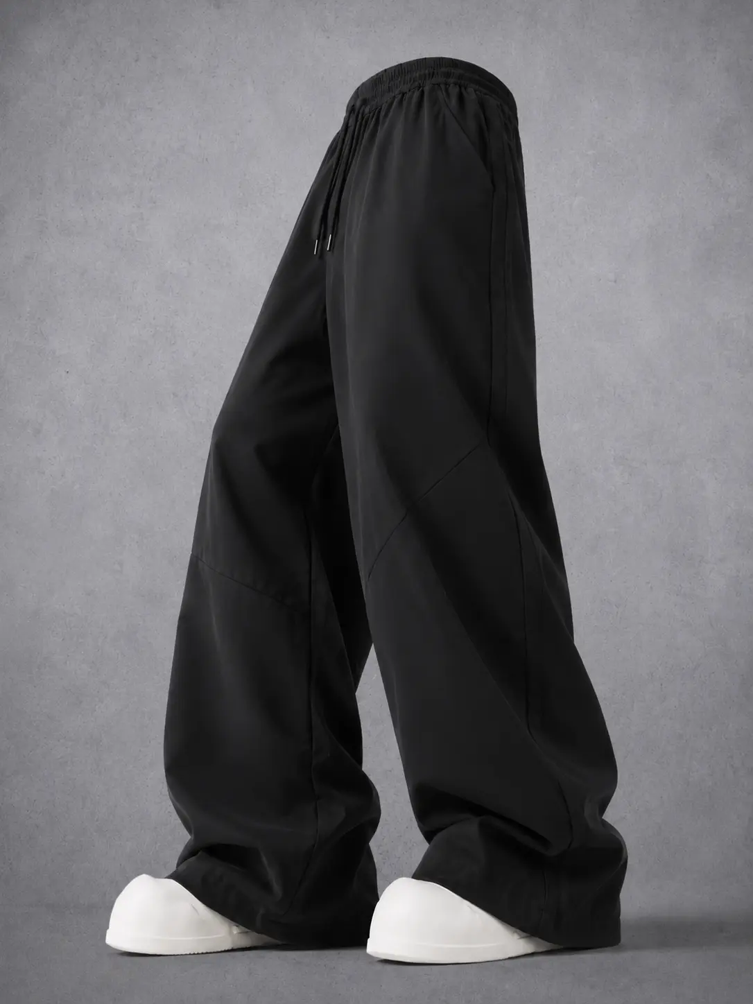 Men's Baggy Ankle-Length Parachute Pants, Loose-Fit Sporty Chic Trousers with a Drawstring Waist and Side Pockets for Streetwear, Streetwear Outfits, All-Season, Solid Plain, Menswear, Casual