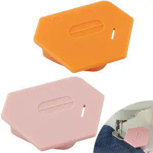 Magnetic Seam Guide for Sewing Machine, 2 Pieces Multifunctional Hem Guide for Sewing Machine, Polygonal Multifucntional Seam Guide Hemmer with Scale, Sewing Supplies Accessories(Pink/Orange)