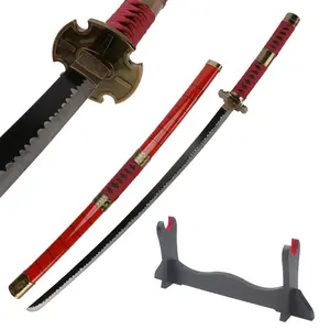 41 inches Not Sharp Real Roronoa Zoro Cosplay Sword Sandai Kitetsu Samurai Katana Swords with Wooden Holder Stand Display for Anime Fans Halloween Role Playing Props Cosplay Collection Christmas Gift Birthday