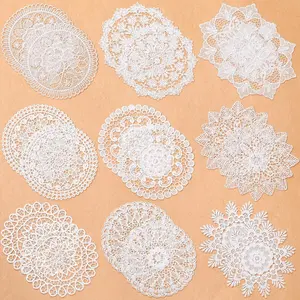 THE WELL KEPT 18 Pieces 6 Inch Lace Doilies for Tables Crochet Doilies Vintage Cotton Lace Coasters Handmade Round Placemats Rustic Table Decor for Kitchen Dining Room Wedding Cup Vase Decoration