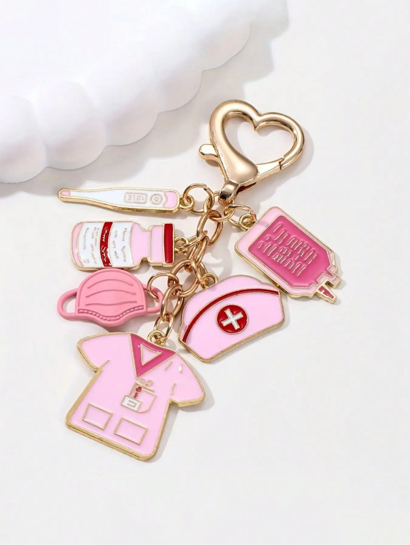 Alloy nurse and doctor-themed pendant, pink keychain, Keychain Accessory, Cute charms keychain, perfect choice for International Nurses Day gift, classic gift, suitable for bags, keys, nurse-themed, thank you to nurses