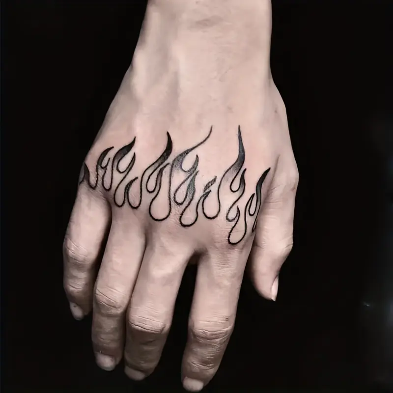 6 large herbal tattoo stickers, suitable for Halloween costumes and role-playing, including 1 flame element and 5 random styles, lasting 7-15 days, waterproof and wear-resistant, realistic effect, suitable for those who are afraid of pain and don't want t