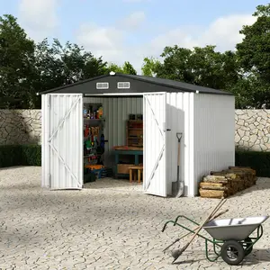 6x8x6.4 Ft Outdoor Storage Sheds, Metal Garden Tool Shed for Backyard, Large Metal Sheds Outdoor Storage with Lockable Doors & Air Vents for Backyard Garden Patio Lawn Modern Furniture