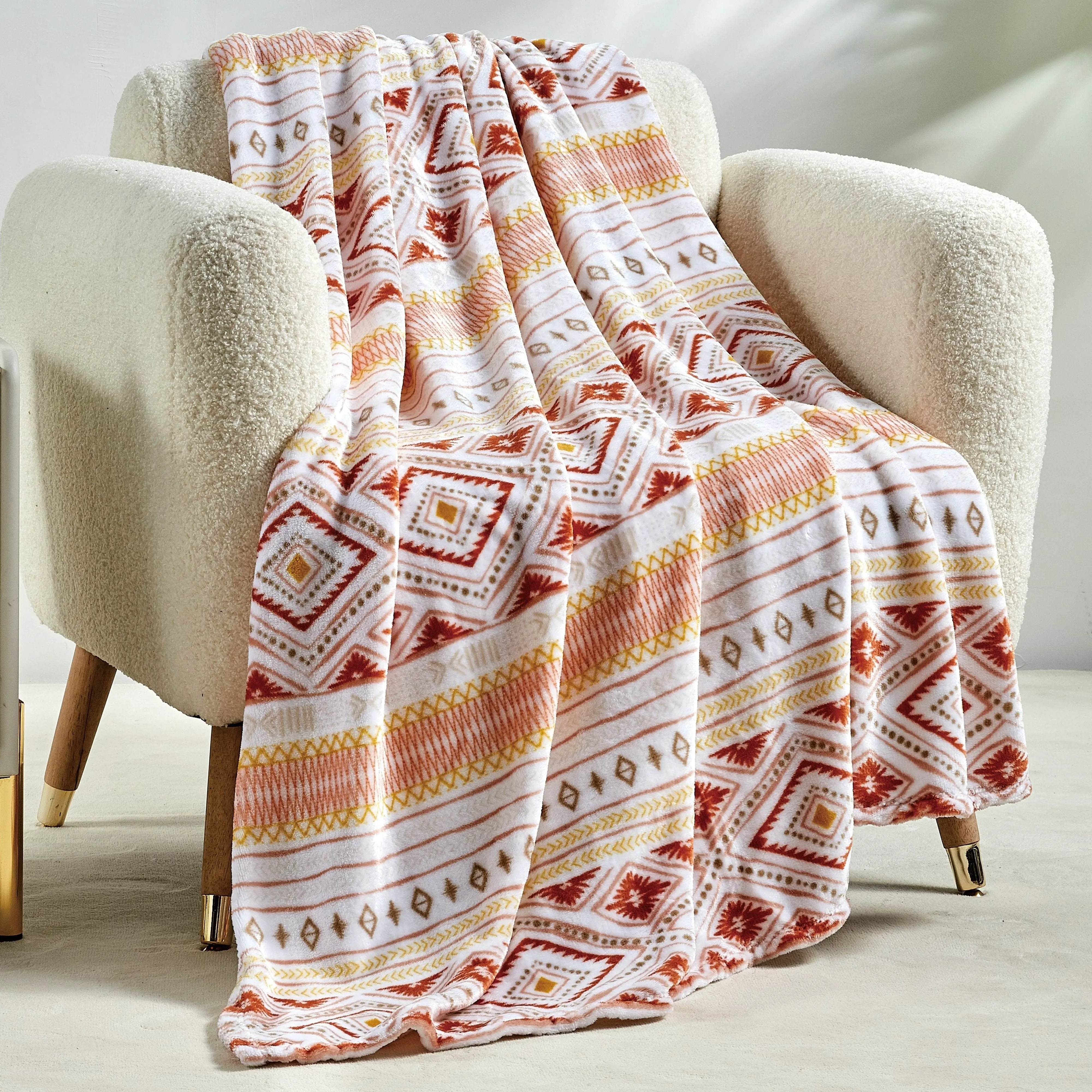 Mocassi Silky-Soft Lightweight Printed Throw Blanket with Velvety Touch, 50in x 60in