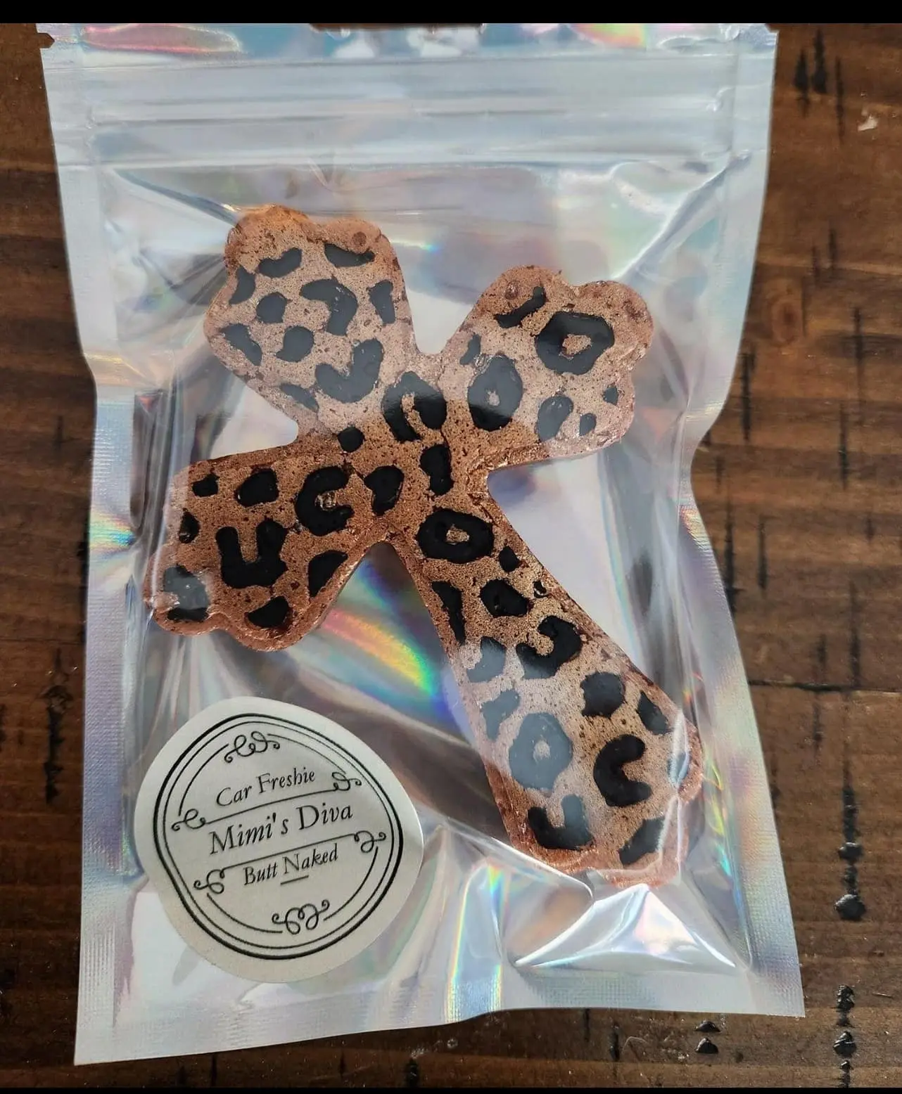 Bronze Leopard Cross Car Freshie Hanging or Vent Style - Original Product Title