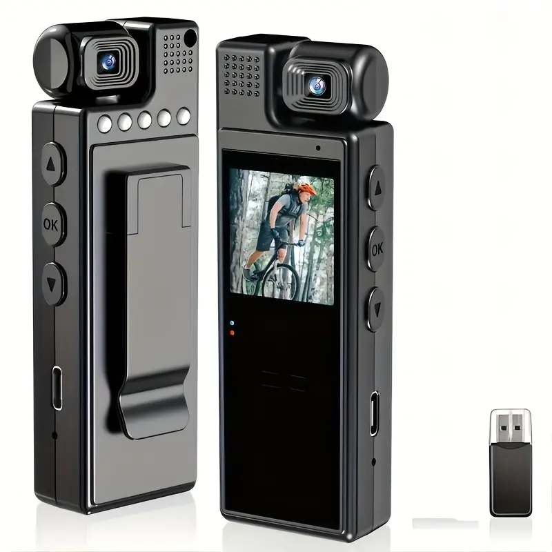 1080P HD Body Camera | 180-degree Rotatable Lens, Handheld Pocket Camcorder, USB Charging, Perfect Gift for Holidays & Birthdays (SD Card Not Included), Travel Companion, Event Recording, Lightweight, Compact Design, PVC Material