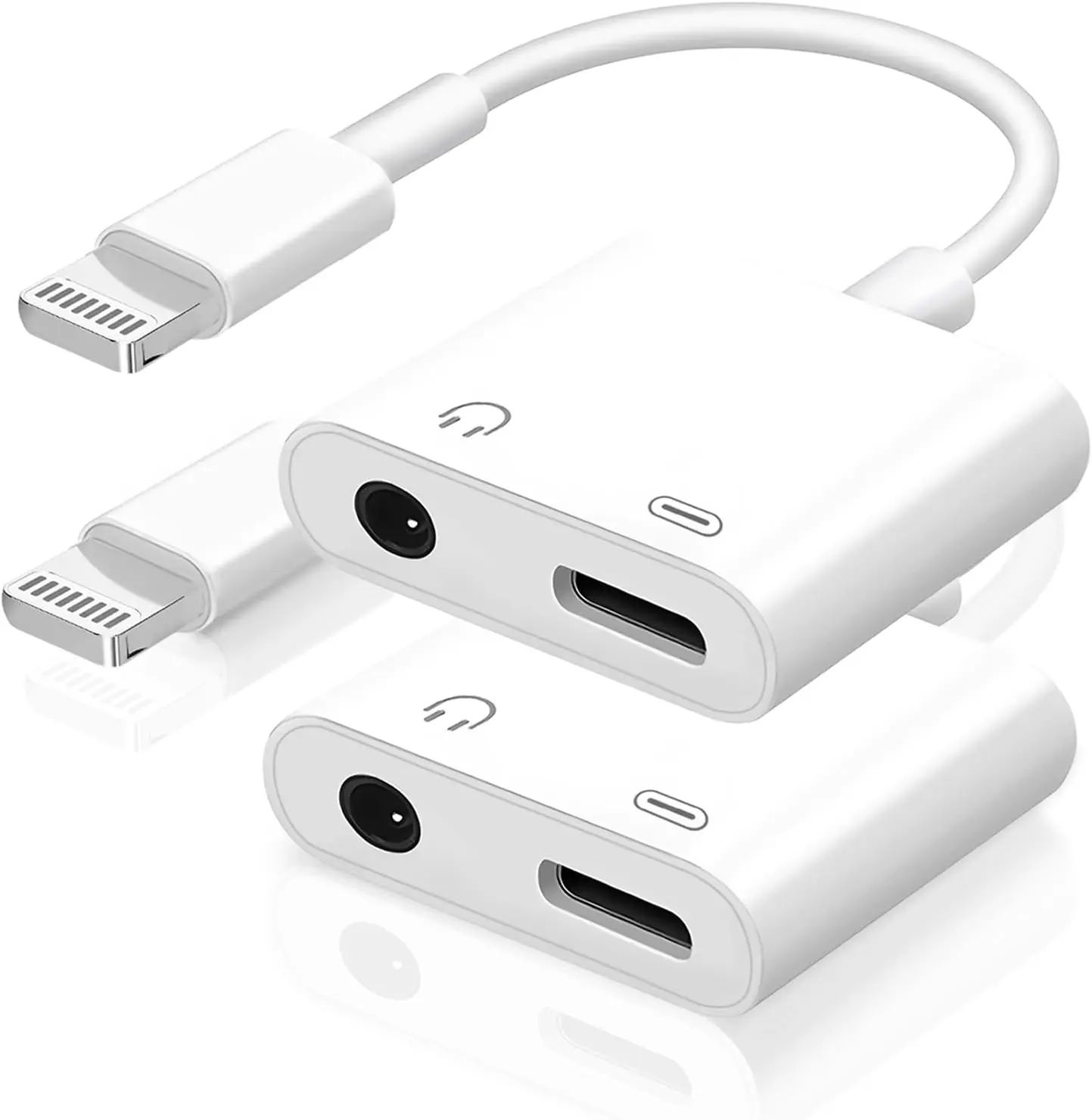 2 Pack Lightning to 3.5mm Headphone Jack Adapter, 2 in 1 Headphone Adapter Aux Audio and Charger Adapter Dongle Cable Splitter Compatible with iPhone14/13/12/11/XS/XR