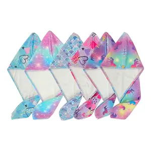 1 Pc Printed Dry Hair Cap - Super Absorbent Quick-Drying Towel Material, Thickened Design , No-Blowing Shower Cap
