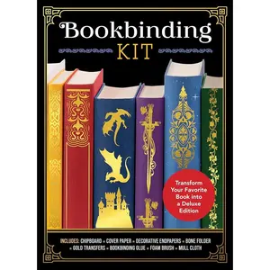 Bookbinding Kit: Transform Your Favorite Book into a Deluxe Edition - Includes: Chipboard, Cover Paper, Decorative Endpapers, Bone Folder, Gold Transfers, Bookbinding Glue, Foam Brush, Mull Cloth by Amanda Carestio
