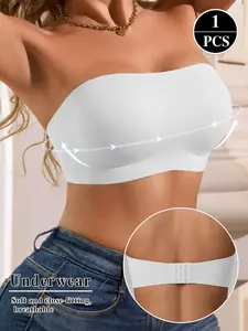🔥 Jelly Strip Non-slip Strapless Bandeau Bra, Wireless With Non-slip Adhesive Tape No Falling, Push Up & Lift Anti-sagging, Multi-row Back Closure Adjustable, Invisible Daily Wear Elegant Bra Fit Everyday Underwear Womenswear Chic
