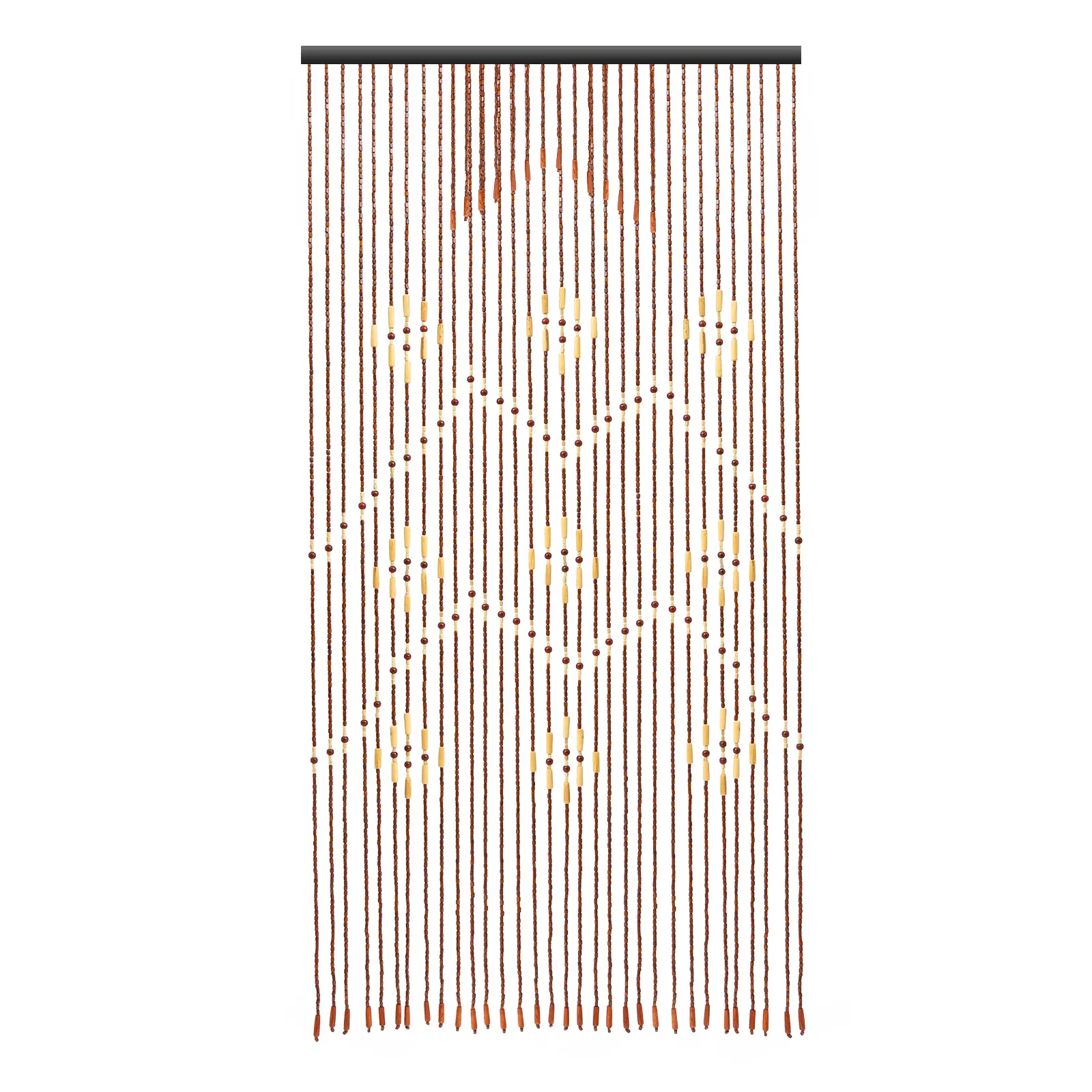 Hand-Strung Wooden Bead Curtain with Hand-Strung Craftsmanship, 32 Rows, 90x175cm Coffee Finish, Classic Chinese Floral Boho Style, Cotton Durable Indoor Curtain Accessory - Bathroom Doorway Divider, Window Decor