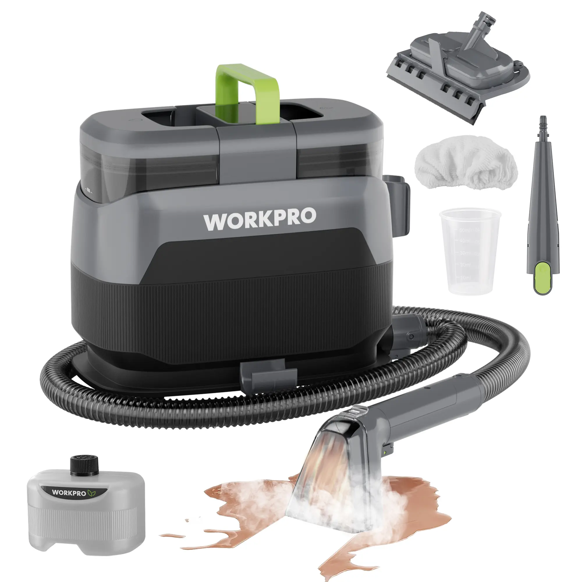 #Summersales WORKPRO Steam Portable Carpet and Upholstery Cleaner, 16KPa Upholstery Cleaner Machine with Steam & Heating System, 4 Cleaning Modes & Versatile Tools, Spot Cleaner for Pet Stains, Couch, Car Seat
