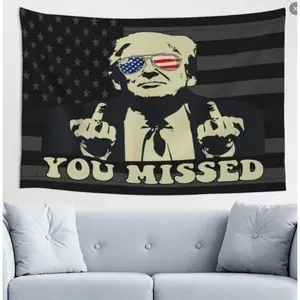 Trump You-Missed Tapestry Trump 2024 Fight Fight Fight MAGA Convicted 47 Felon Tapestry Sign Flag for Wall Decor Trump for President Banner