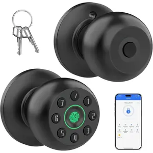 Fingerprint Door Knob,  Door Knob, Biometric Door Knob with Code, App Control, Auto Lock, Fingerprint Door Lock,Thumb Print Door Knobs for Bedroom, Office, Apartment