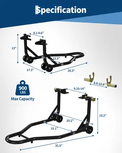 Garvee Motorcycle Rear Stand Lift – 450 lbs Capacity with U+L Adjustable Swingarm Spool – Heavy Duty Maintenance Rack – Appropriate for Motorbikes – Black or Red