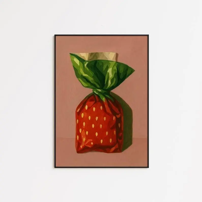Strawberry Candy Art Print � Retro Pop Nostalgia Kitchen Wall Poster