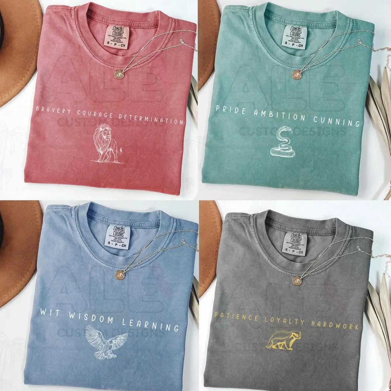 Comfort Colors Wizarding School House T-Shirt, Universal Vacation T Shirt, Vintage Wizard Houses Graphic Tee, Fantasy Fan Gift MWDKA