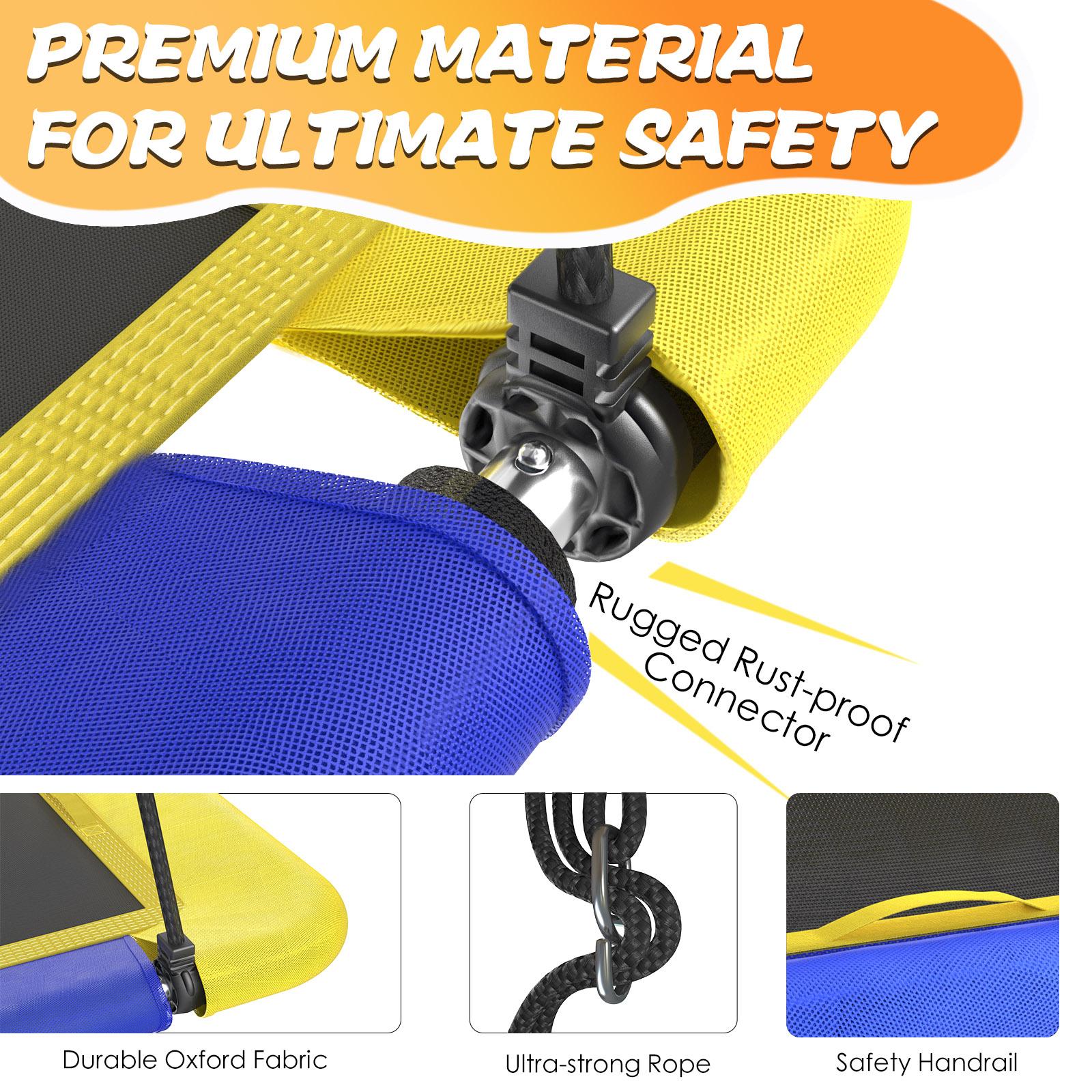 SkyBound 60'' Rectangle Platform Tree Swing for Kids and Adults, Giant Flying Swing with Adjustable Hanging Strap, Waterproof Textilene Fabric Tear & UV Resistant, Swings Set for Backyard Garden