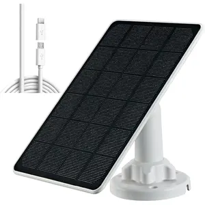 Solar Panel Charger for Security Camera 5V6W Fast Charging with USB-C and Micro USB Port for Outdoor Rechargeable Battery Camera 1Pack
