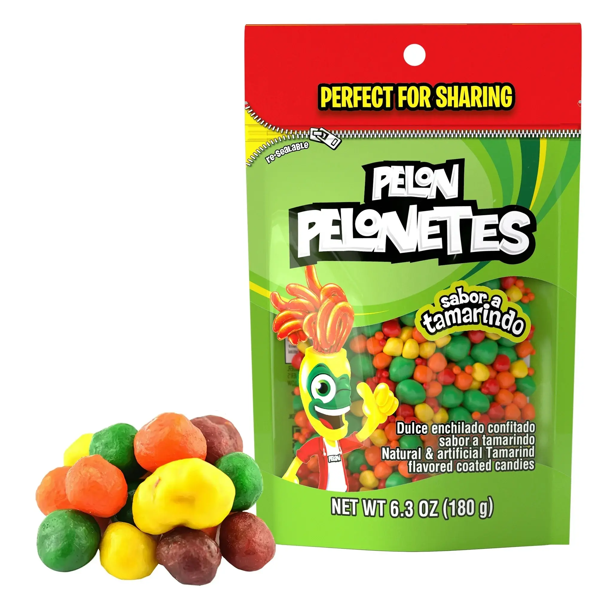 Pelon Pelonetes Candies Pouch Tamarind Perfect for Sharing Natural & Artificial Tamarindo Flavored Coated Candies 180g