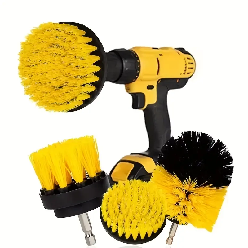 3pcs Heavy-Duty Drill Brush Attachment Set - Heavy-Duty Scrubbing Power Scrubber with Multi-Size Brush Heads - Compatible with Corded/Cordless Drills, for Grout, Tile, Bathroom, Kitchen, Floors, Shower, Bathtub, Drill Brush Attachments For Cleaning