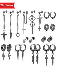 Punk Style Stainless Steel Set, Ear Studs, Punk Style Earrings, Fashion Jewelry for Party, Daily Clothing Decor, Trendy All-match & Exquisite Jewelry for Birthday Gift