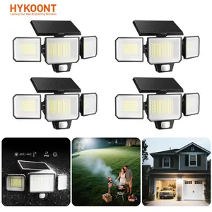 Hykoont AMS193 Motion Sensor Outdoor 3 Head 300W 3000LM Solar Wall Light, IP65 Waterproof Outdoor Security Solar Light with Replaceable Battery, Remote Control,3 Lighting Modes Works in Low Light&Cloudy Days BlackFriday