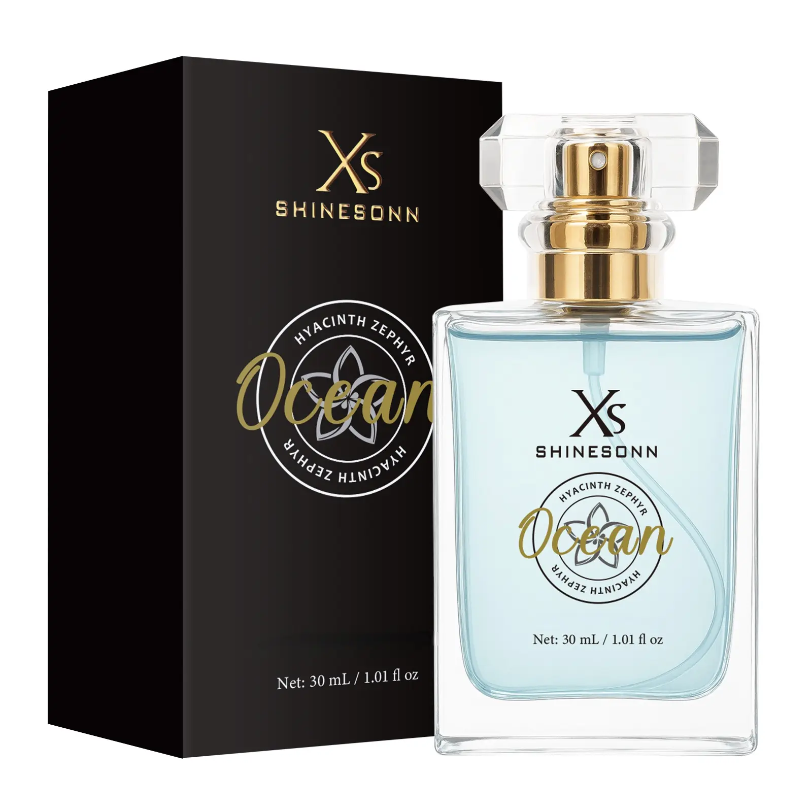 SHINESONN Ocean Men's Perfume the middle notes are bergamot+lavender+rosemary the base notes are jasmine+mint 30mL (1.01 fl oz). colognes men suitable for the workplace and parties. Adjustable Concentration Scent Citrus Patchouli Fragrances Blue