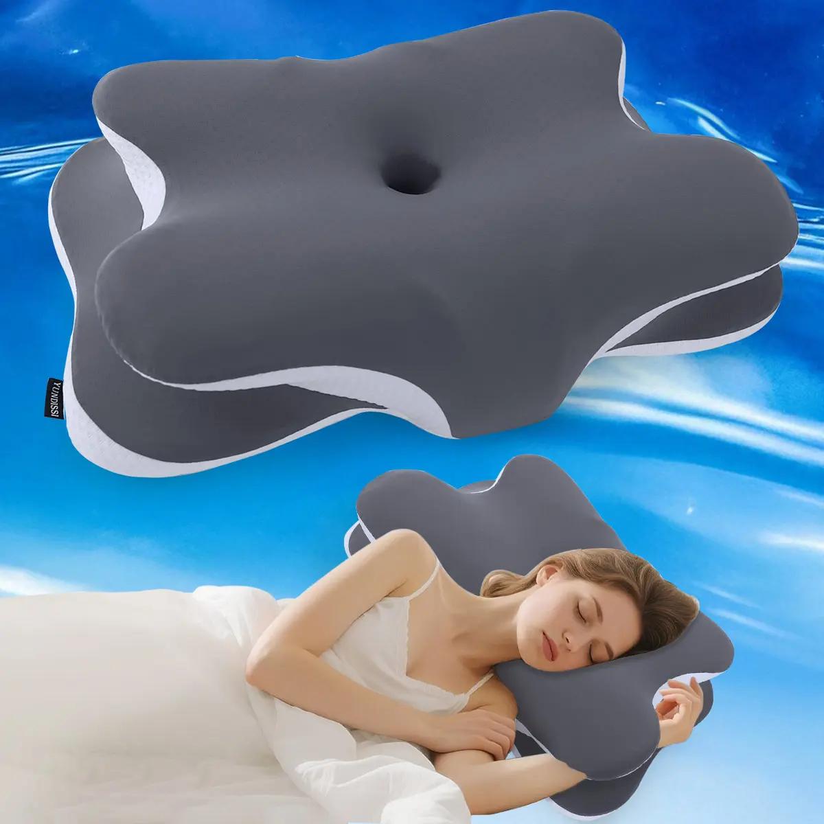 Butterfly Neck Pillow Memory Cotton Foam, Suitable for Side Back Belly Sleepers, Camping Travel RV Dormitory, Perfect Holiday Gift