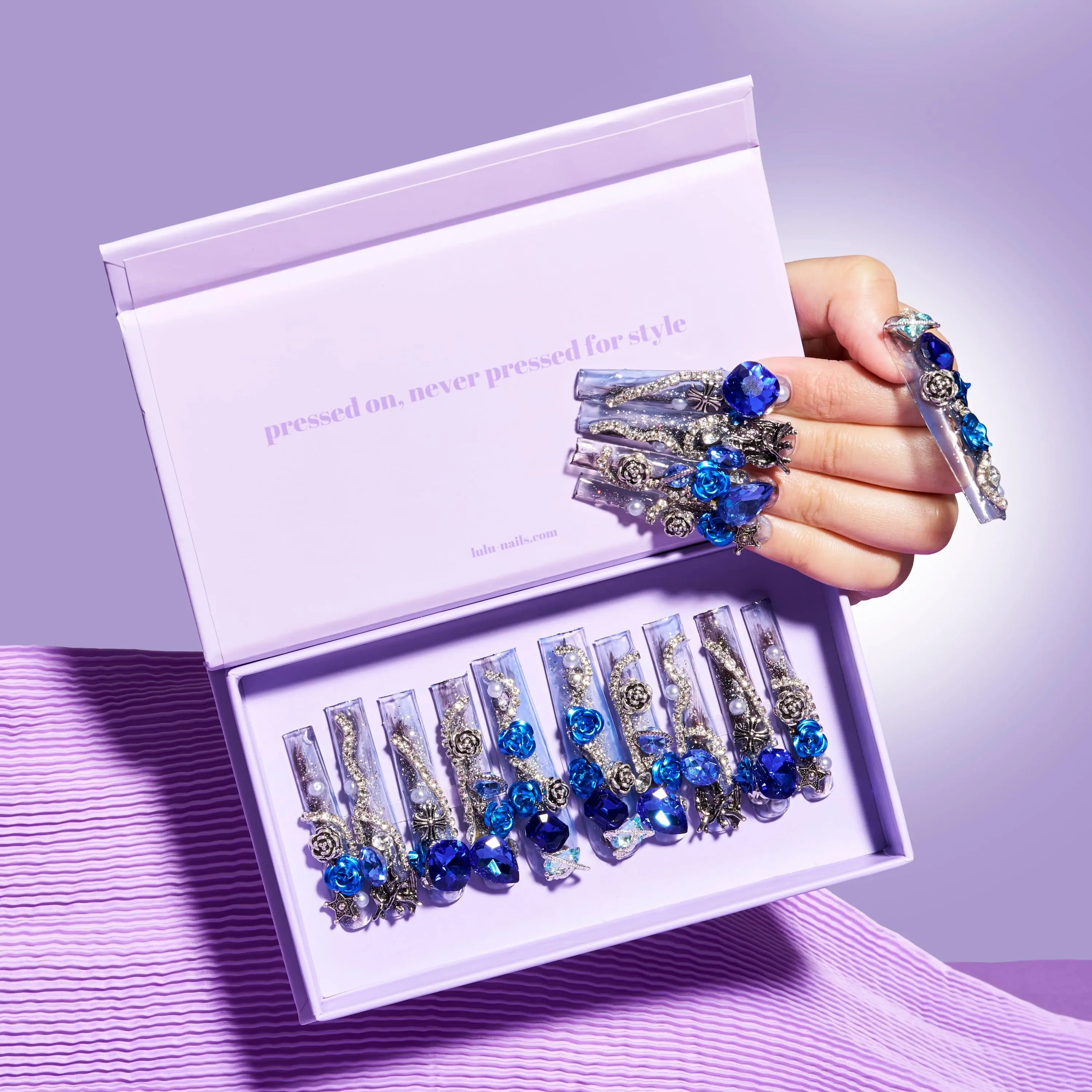 Lulunails L-Series LM11 — Mid-Length/Long Handmade Press-On Nails Acrylic Nail Arts