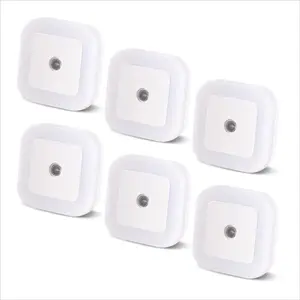 LED Plug in Night Lights 6-Pack, Dusk to Dawn Sensor Warm White Nightlights for Bedroom, Bathroom, Hallway