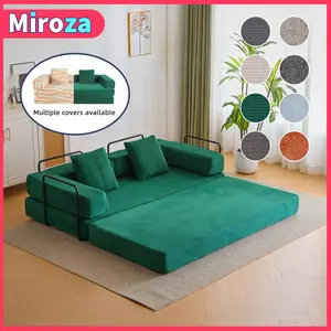 73.6" Convertible Sleeper Sofa bed with pillow, Corduroy Folding Mattress Couch with Fixed-Shape Frame, Floor Sofa Lounge Couch for Living Room Bedroom Lounge Studio